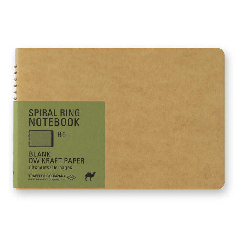 TRAVELER'S Spiral Ring Notebook - B6, Blank DW Kraft Paper
