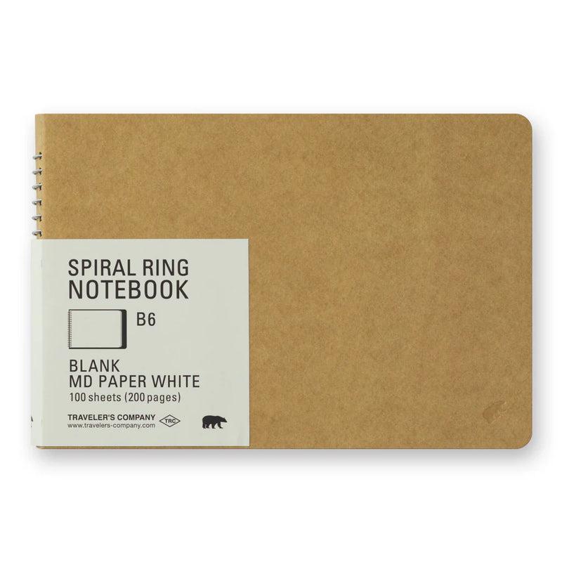 TRAVELER'S Spiral Ring Notebook - B6, Blank MD Paper White