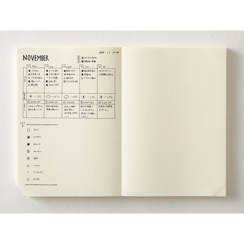 Midori MD Notebook Journal Codex 1 Day 1 Page - Dotted
