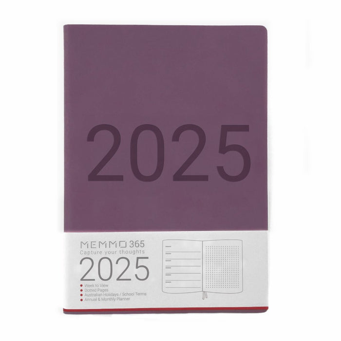 MEMMO365 Luxe 2025 Diary (A5) - Week to view - Purple