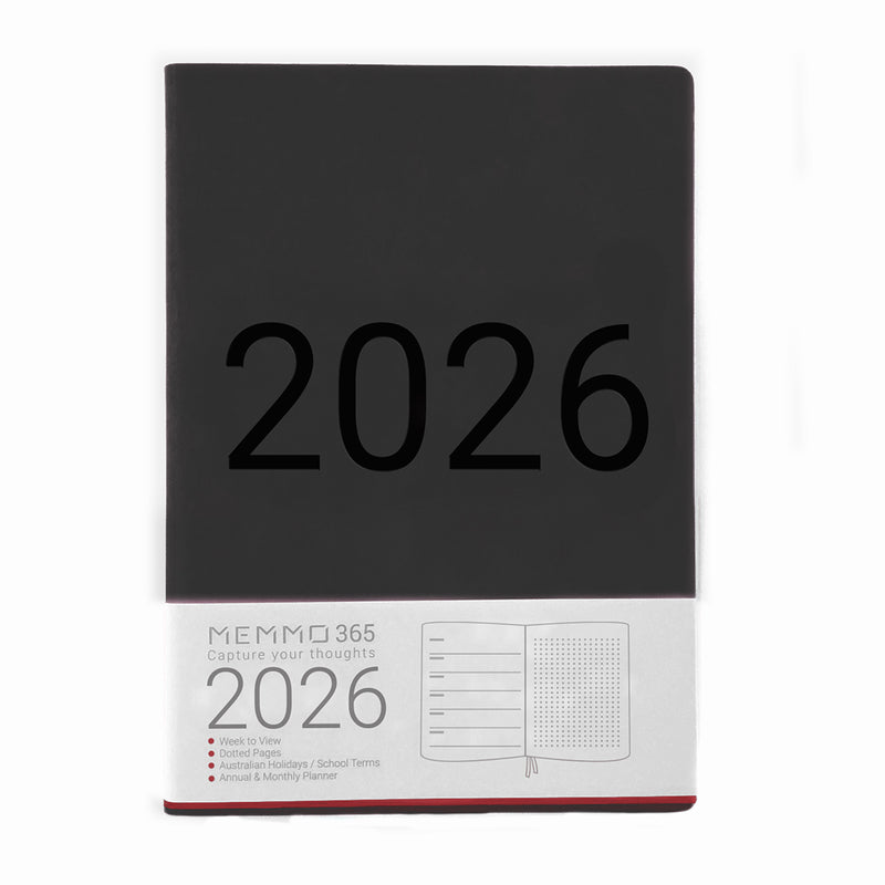 *Clearance* MEMMO365 Luxe 2026 Diary (A5) - Week to view - Black