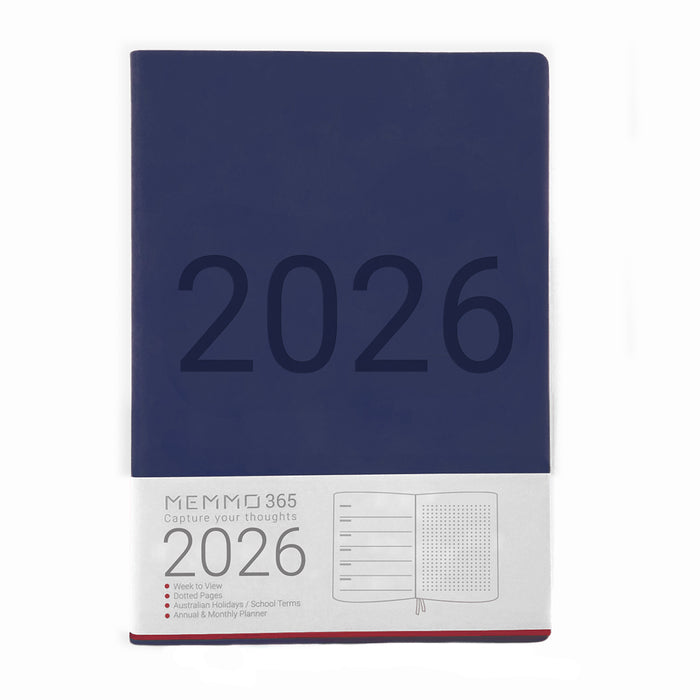 MEMMO365 Luxe 2026 Diary (A5) - Week to view - Navy