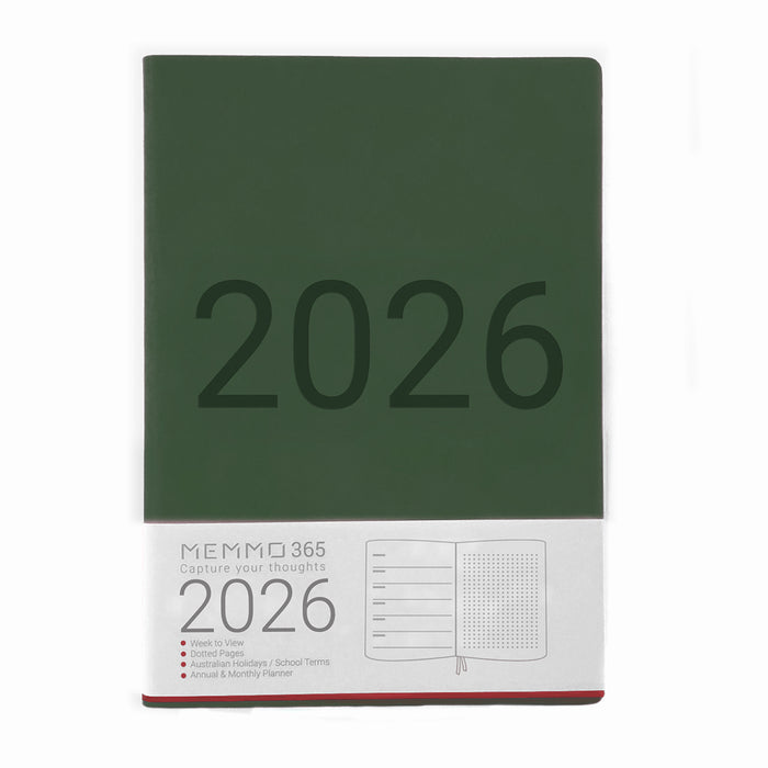 MEMMO365 Luxe 2026 Diary (A5) - Week to view - Green