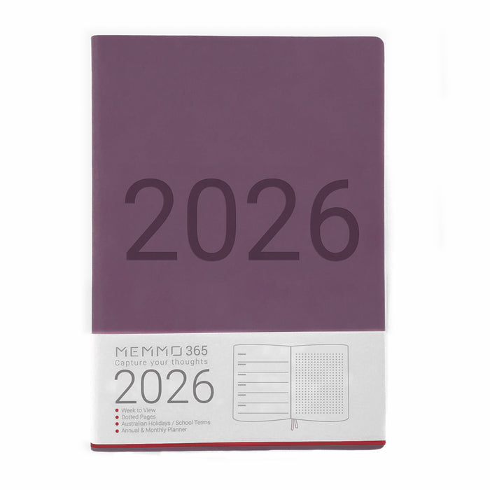 MEMMO365 Luxe 2026 Diary (A5) - Week to view - Purple
