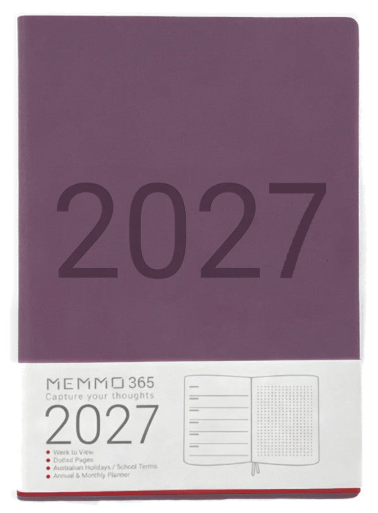 MEMMO365 Luxe 2027 Diary (A5) - Week to view - Purple