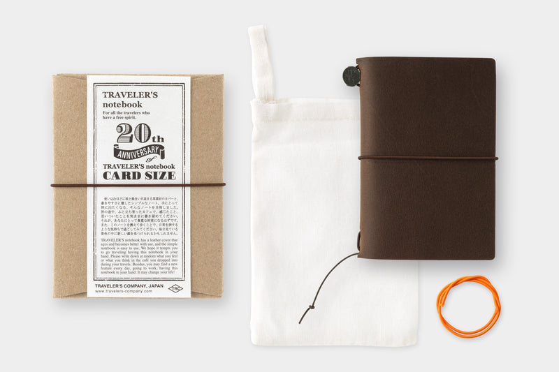 TRAVELER'S Notebook 20th Anniversary Starter Set - Card Size, Brown, Special Edition