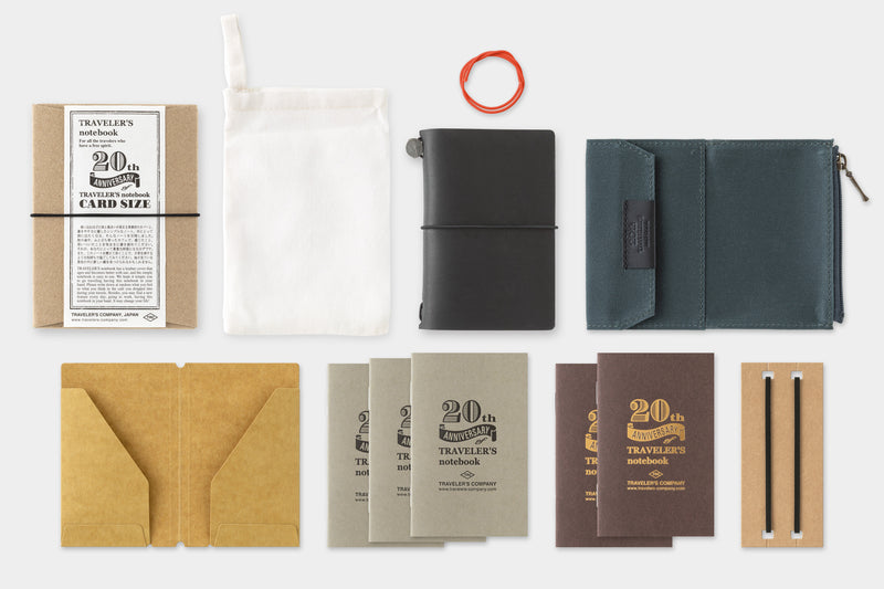 TRAVELER'S Notebook 20th Anniversary Starter Set - Card Size, Black, Special Edition