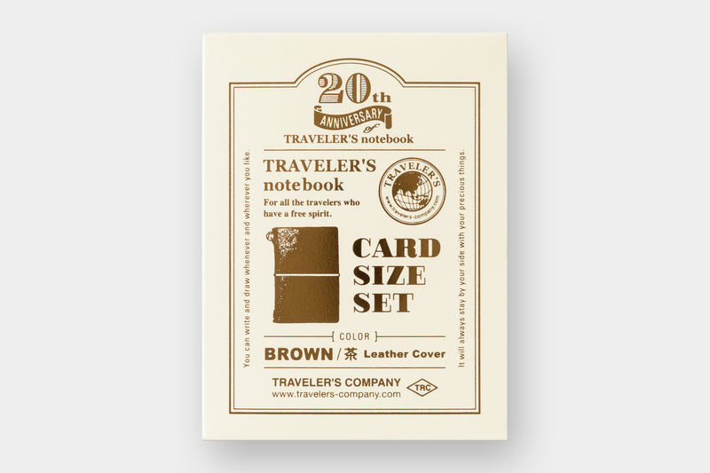 TRAVELER'S Notebook 20th Anniversary Starter Set - Card Size, Brown, Special Edition