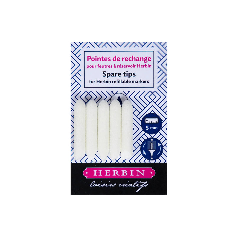 Jacques Herbin Refillable Marker Pen - Replacement Double Tip 5mm (5 Pack)