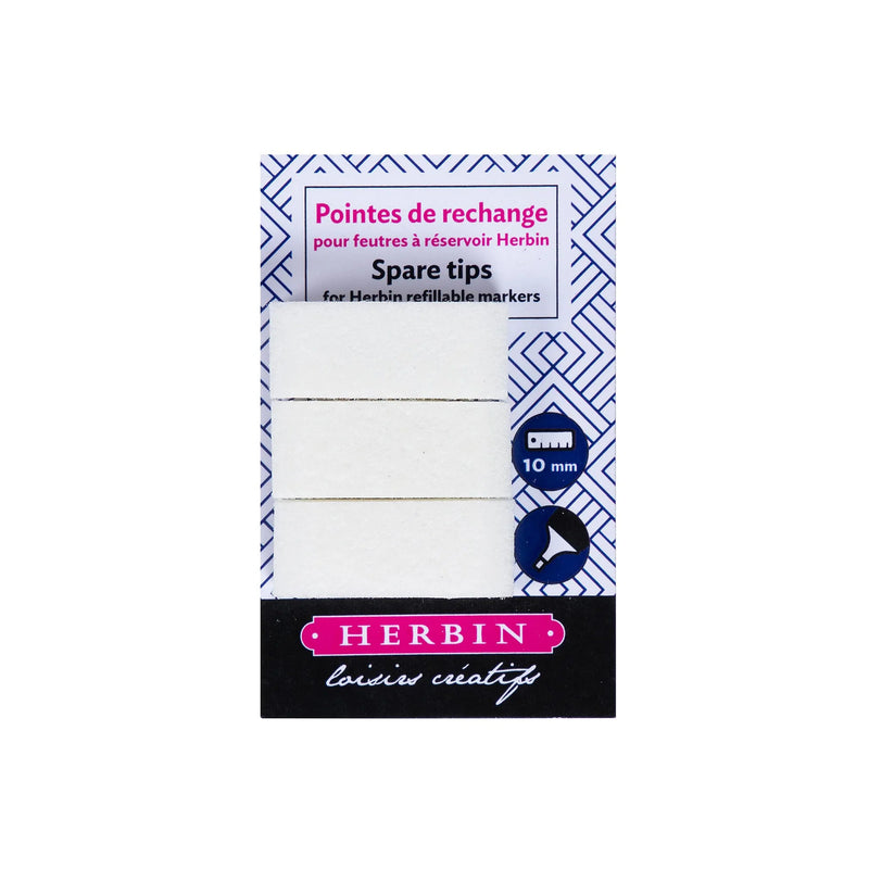 Jacques Herbin Refillable Marker Pen - Replacement Chisel Tip 10mm (3 Pack)