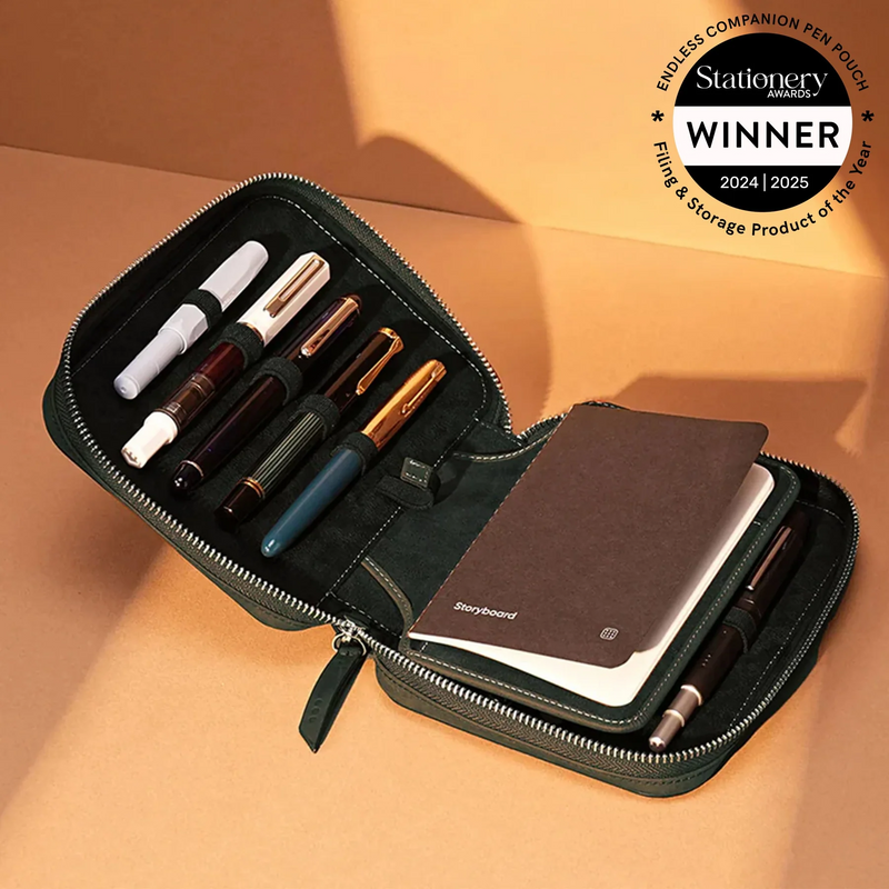 Endless Companion Adjustable Pen Pouch Green - 10 Pens (New Saffiano Leather)