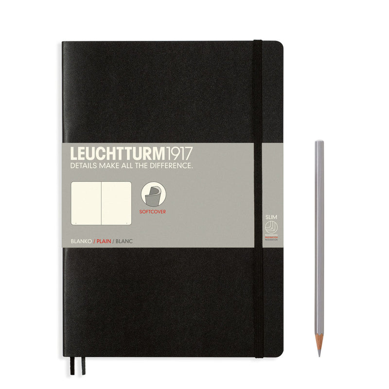 Leuchtturm1917 Notebook Composition Softcover (B5), Plain - Black