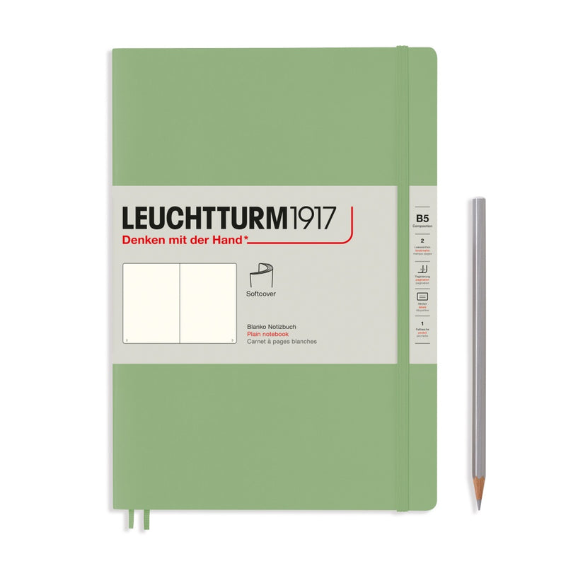 Leuchtturm1917 Notebook Composition Softcover (B5), Plain - Sage