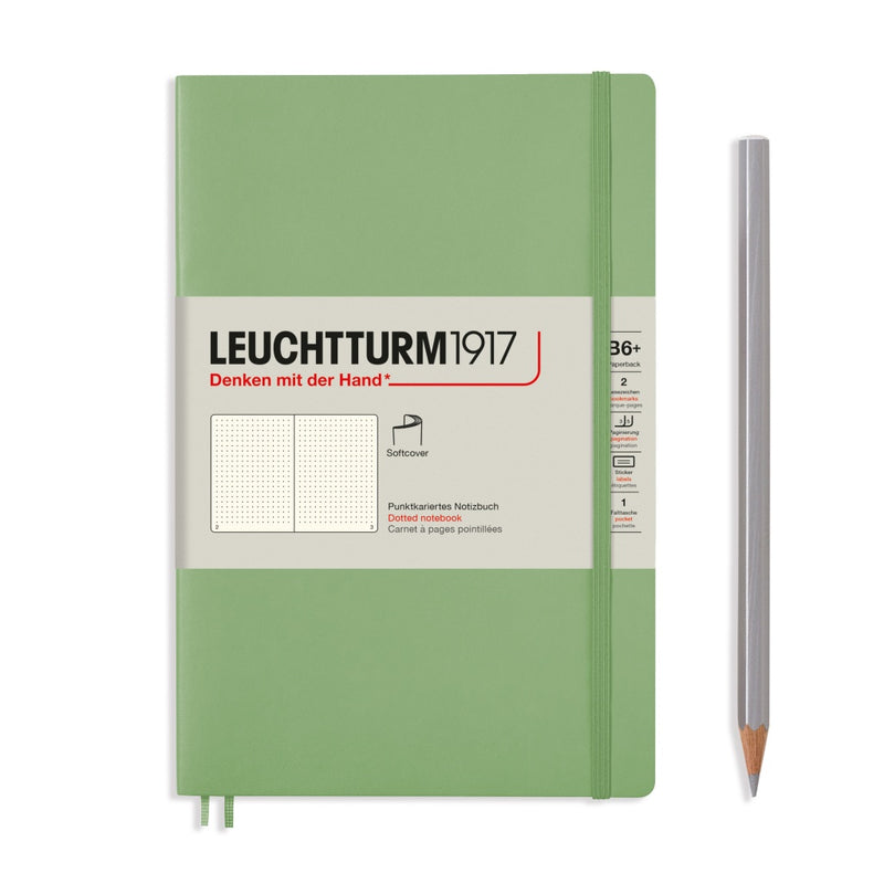 Leuchtturm1917 Notebook Paperback Softcover (B6+), Dotted - Sage