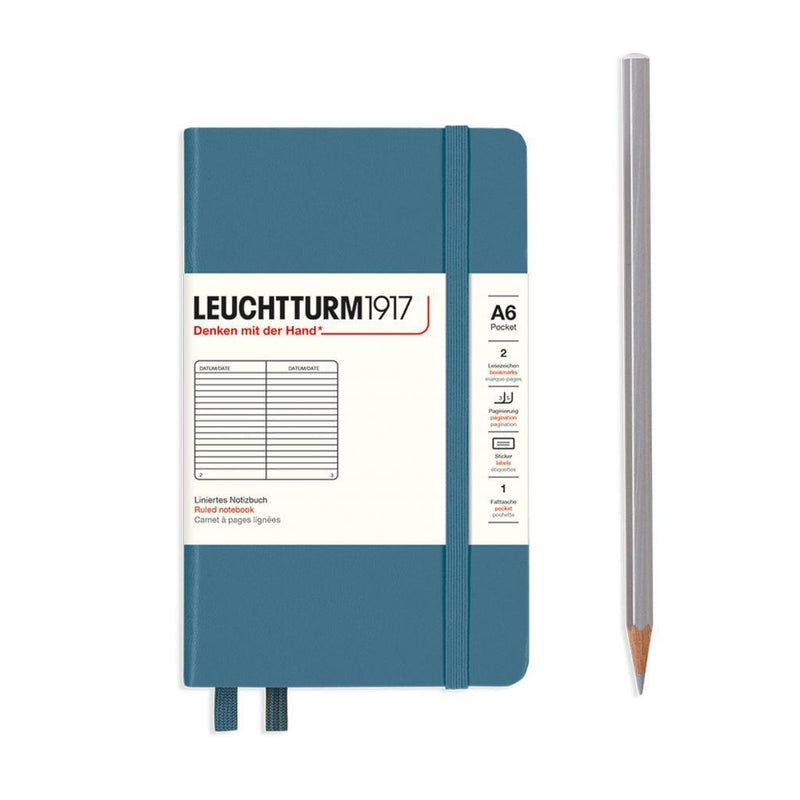 Leuchtturm1917 Notebook Pocket (A6), Ruled - Stone Blue