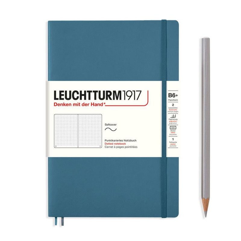 Leuchtturm1917 Notebook Paperback Softcover (B6+), Dotted - Stone Blue