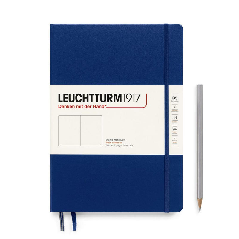 Leuchtturm1917 Notebook Composition Hardcover (B5), Plain - Navy