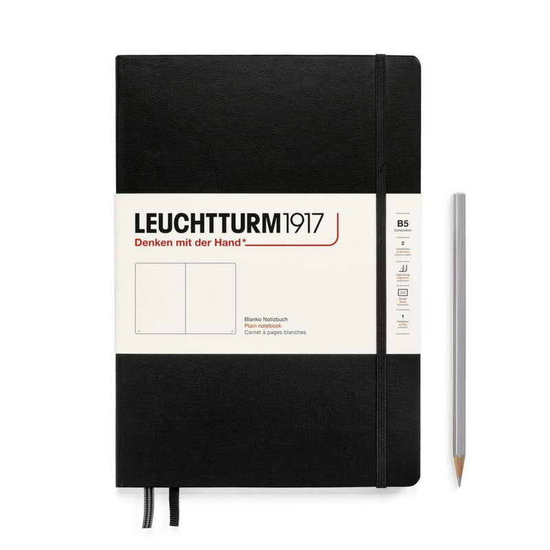 Leuchtturm1917 Notebook Composition Hardcover (B5), Plain - Black