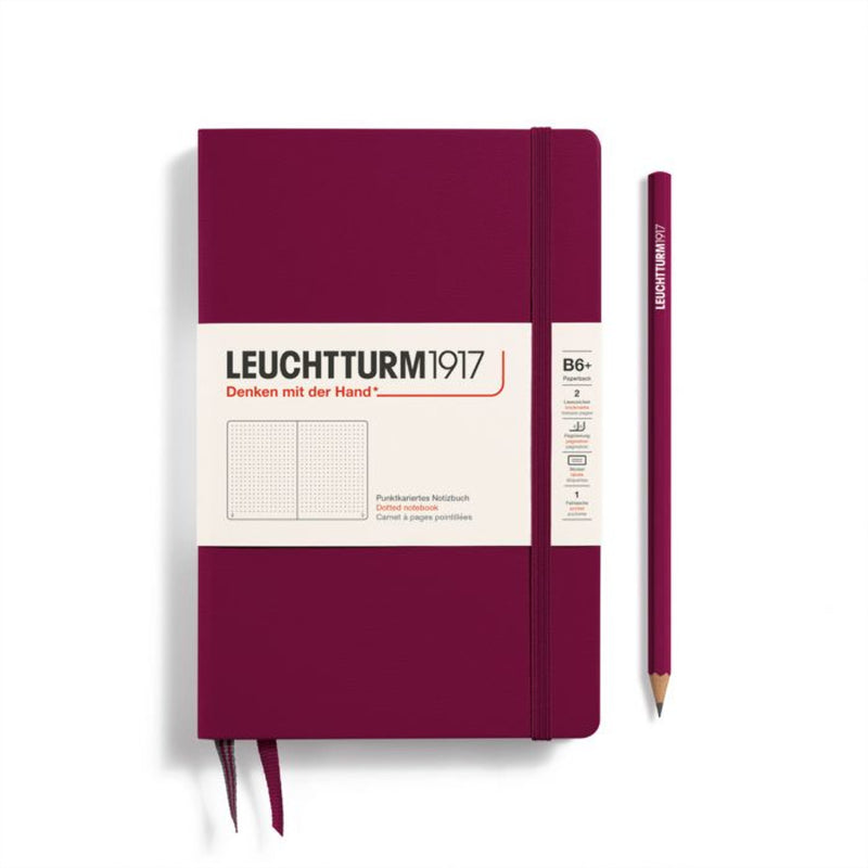 Leuchtturm1917 Notebook Paperback Hardcover (B6+), Dotted - Port Red