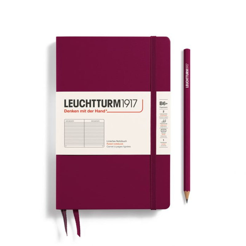 Leuchtturm1917 Notebook Paperback Hardcover (B6+), Lined - Port Red