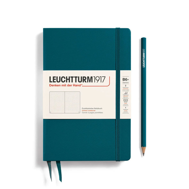 Leuchtturm1917 Notebook Paperback Hardcover (B6+), Dotted - Pacific Green