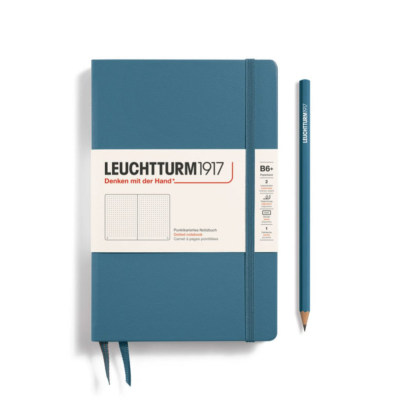 Leuchtturm1917 Notebook Paperback Hardcover (B6+), Dotted - Stone Blue