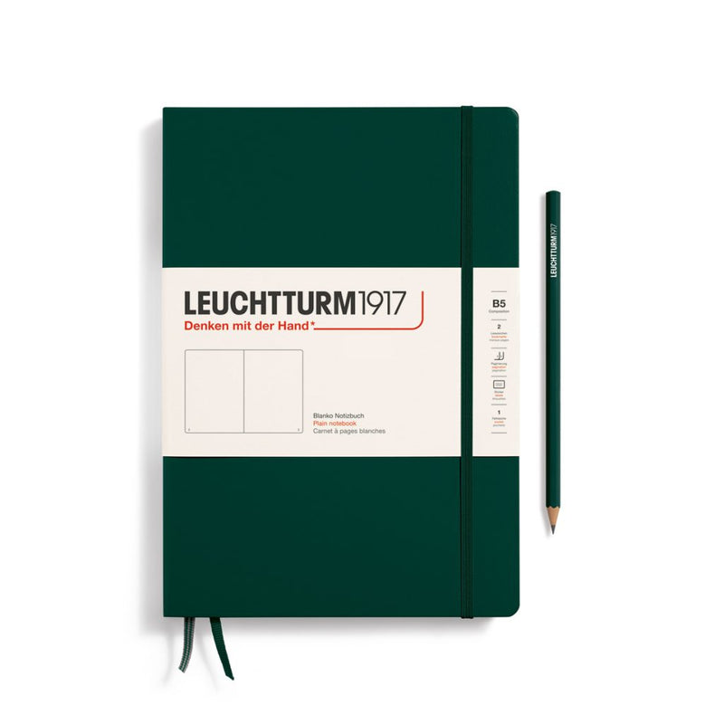 Leuchtturm1917 Notebook Composition Hardcover (B5), Plain - Forest Green