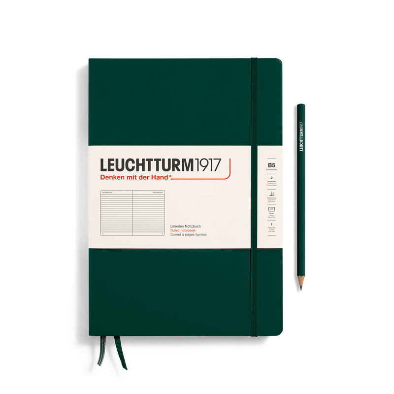 Leuchtturm1917 Notebook Composition Hardcover (B5), Ruled - Forest Green