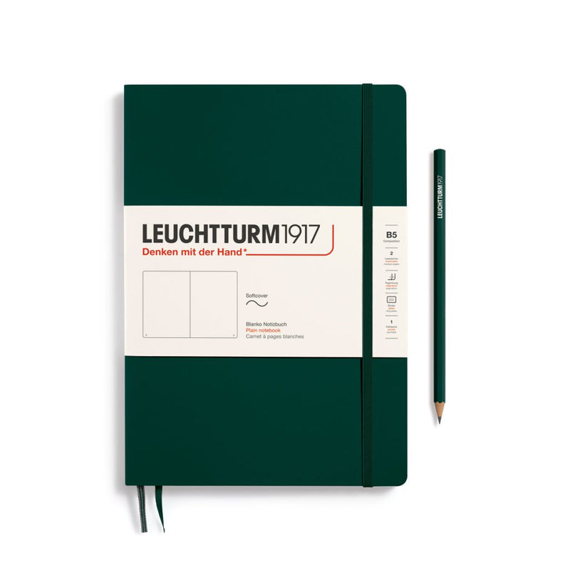 Leuchtturm1917 Notebook Composition Softcover (B5), Plain - Forest Green