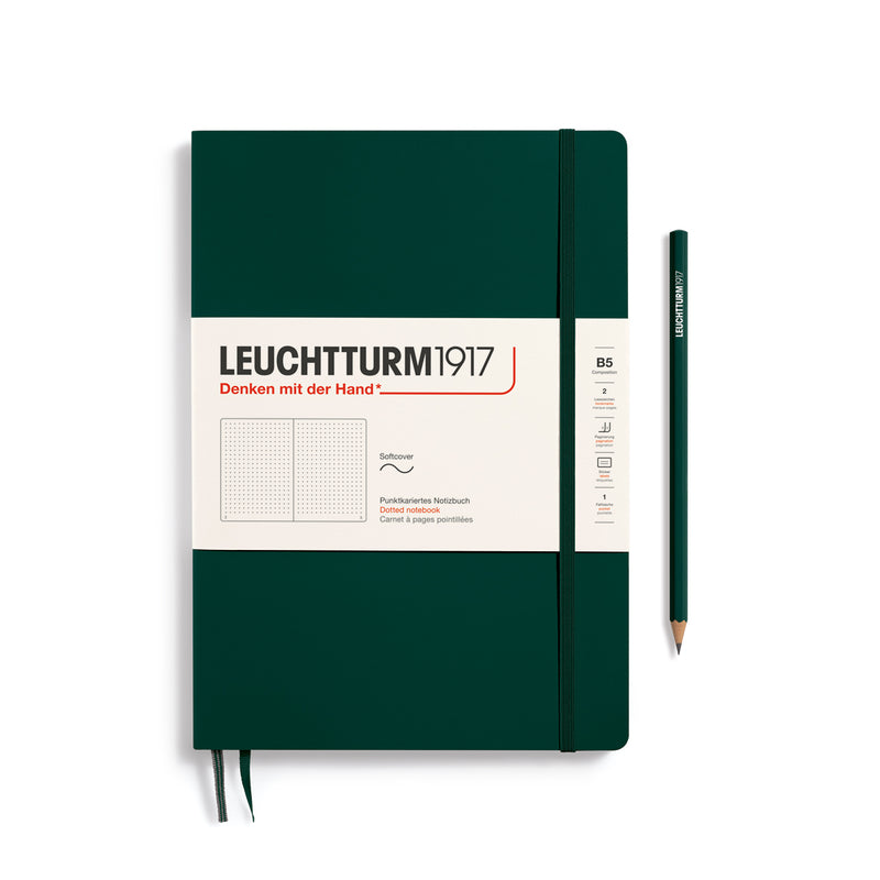 Leuchtturm1917 Notebook Composition Softcover (B5), Dotted - Forest Green