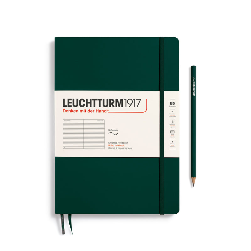 Leuchtturm1917 Notebook Composition Softcover (B5), Ruled - Forest Green