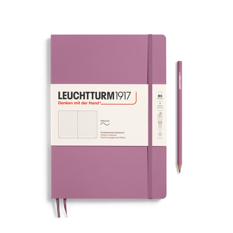Leuchtturm1917 Notebook Composition Softcover (B5), Dotted - Dusty Rose