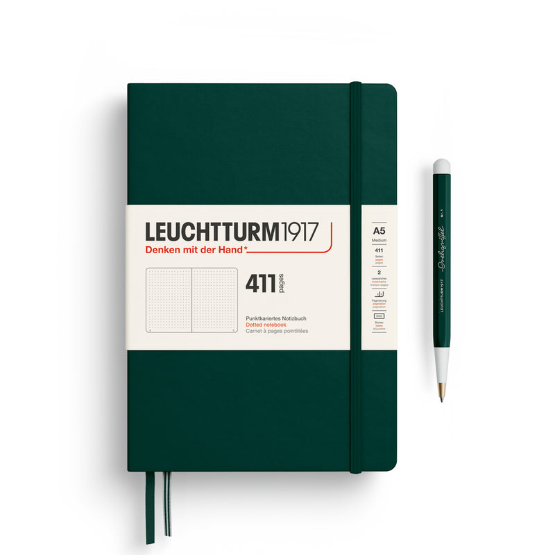 Leuchtturm1917 Notebook Hardcover (A5), 411 Pages, Dotted - Forest Green