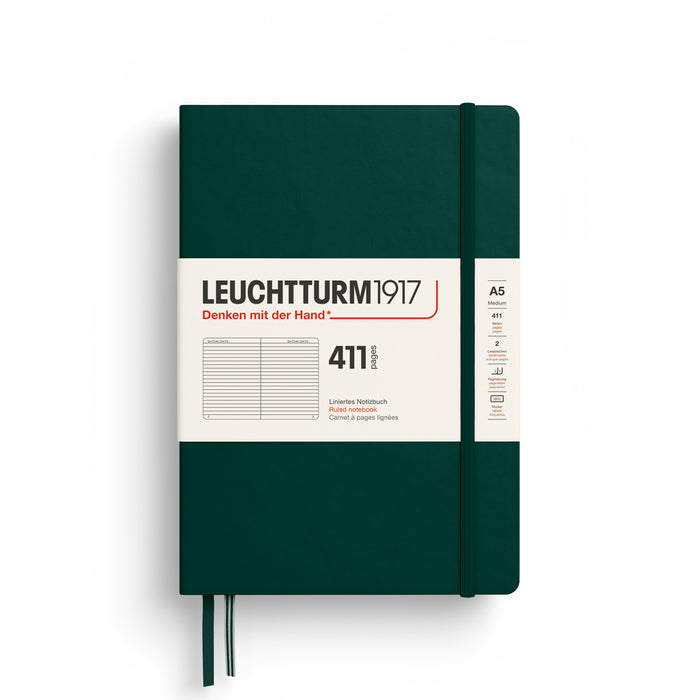 Leuchtturm1917 Notebook Hardcover (A5), 411 Pages, Ruled - Forest Green