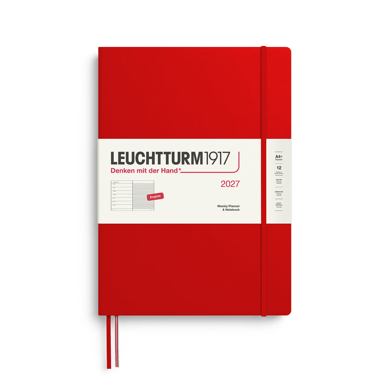 Leuchtturm1917 - 2027 Weekly Planner & Notebook (A4+), Hardcover, Cherry