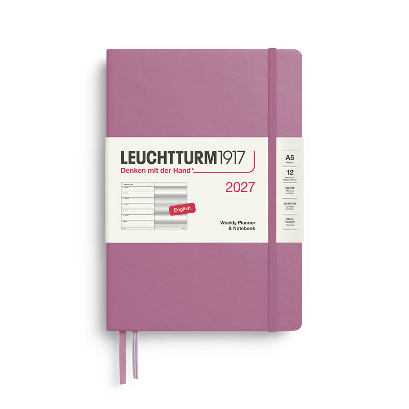 Leuchtturm1917 - 2027 Weekly Planner & Notebook (A5), Hardcover, Dusty Rose