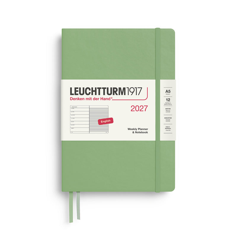 Leuchtturm1917 - 2027 Weekly Planner & Notebook (A5), Hardcover, Sage