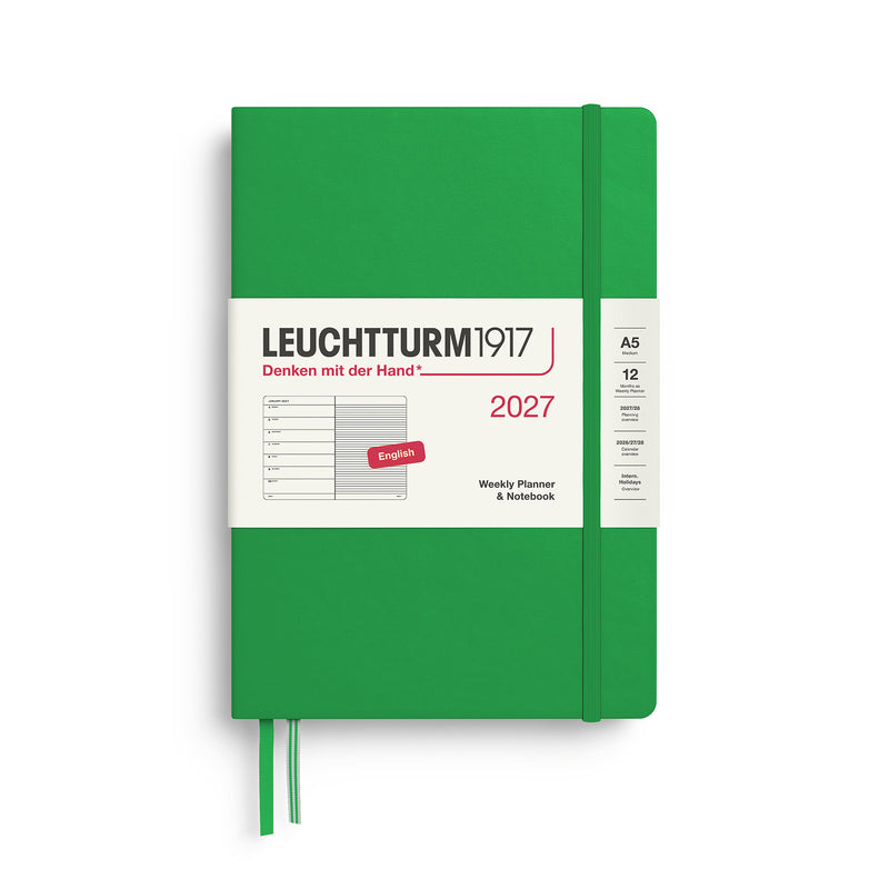 Leuchtturm1917 - 2027 Weekly Planner & Notebook (A5), Hardcover, Spring Leaf