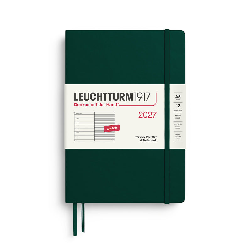 Leuchtturm1917 - 2027 Weekly Planner & Notebook (A5), Hardcover, Forest Green