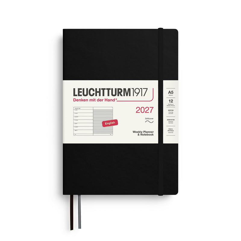 Leuchtturm1917 - 2027 Weekly Planner & Notebook Softcover (A5) - Black