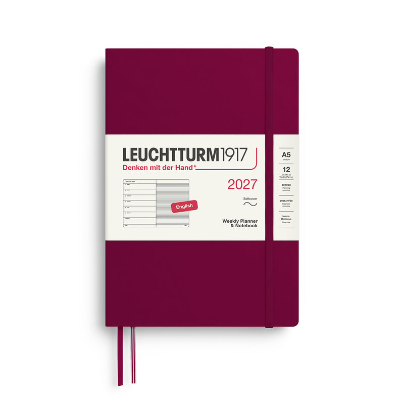 Leuchtturm1917 - 2027 Weekly Planner & Notebook Softcover (A5) - Port Red