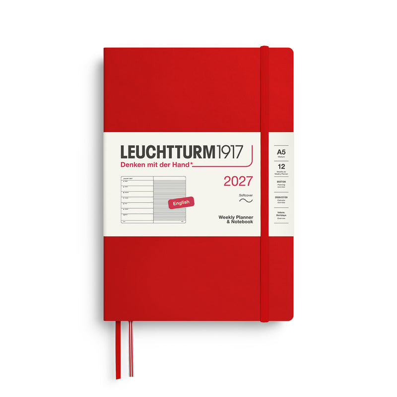 Leuchtturm1917 - 2027 Weekly Planner & Notebook Softcover (A5) - Cherry