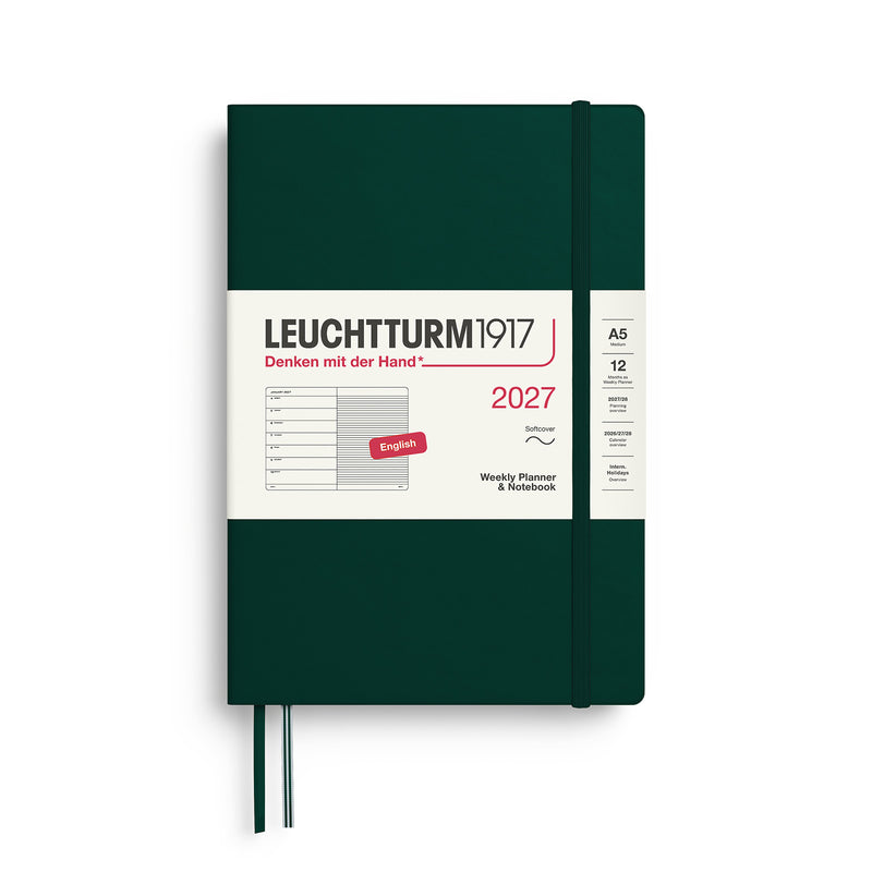 Leuchtturm1917 - 2027 Weekly Planner & Notebook Softcover (A5) - Forest Green
