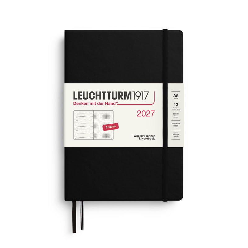 Leuchtturm1917 - 2027 Weekly Planner & Notebook (A5), Hardcover, Dotted, Black