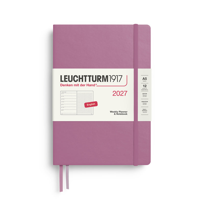 Leuchtturm1917 - 2027 Weekly Planner & Notebook (A5), Hardcover, Dotted, Dusty Rose