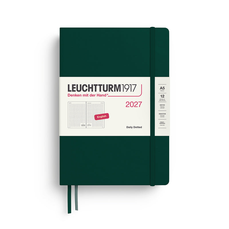 Leuchtturm1917 - 2027 Daily Planner (A5), Hardcover, Dotted, Forest Green