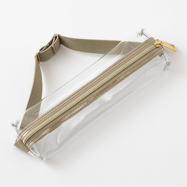 Midori Book Band Pen Case - Clear/Beige