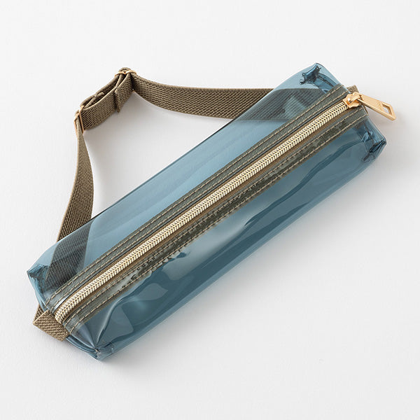 Midori Book Band Pen Case - Clear Navy/Khaki