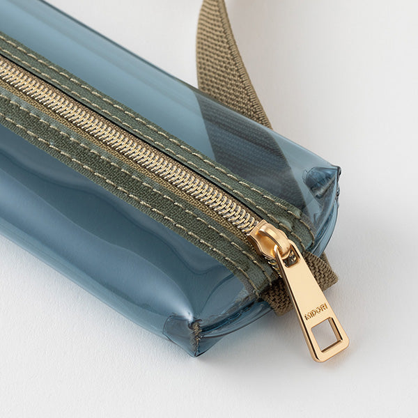 Midori Book Band Pen Case - Clear Navy/Khaki