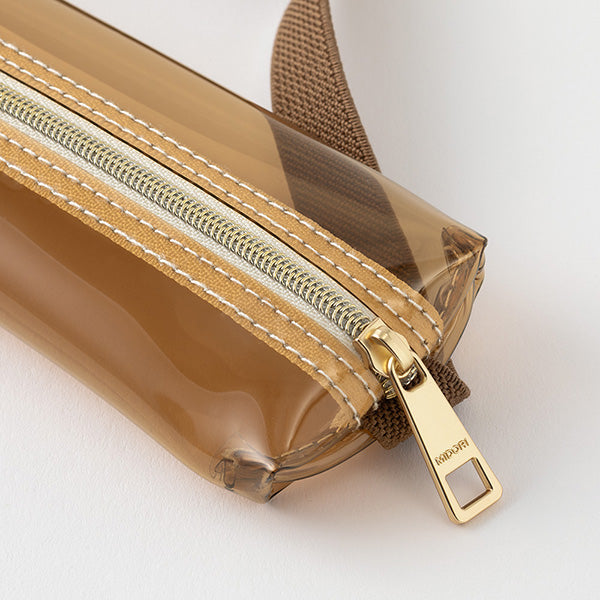 Midori Book Band Pen Case - Clear Brown/Brown
